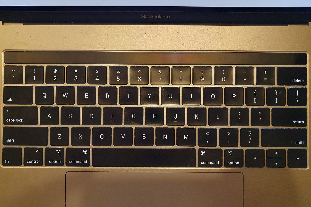 El teclado de un computador portátil